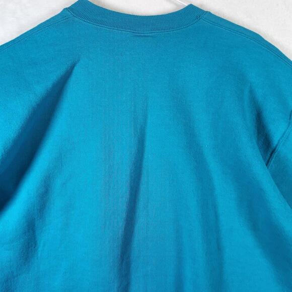 Vtg Russell Athletic XL Made USA Sweatshirt Bunny Print Teal‎ Crew Pullover - Picture 11 of 11